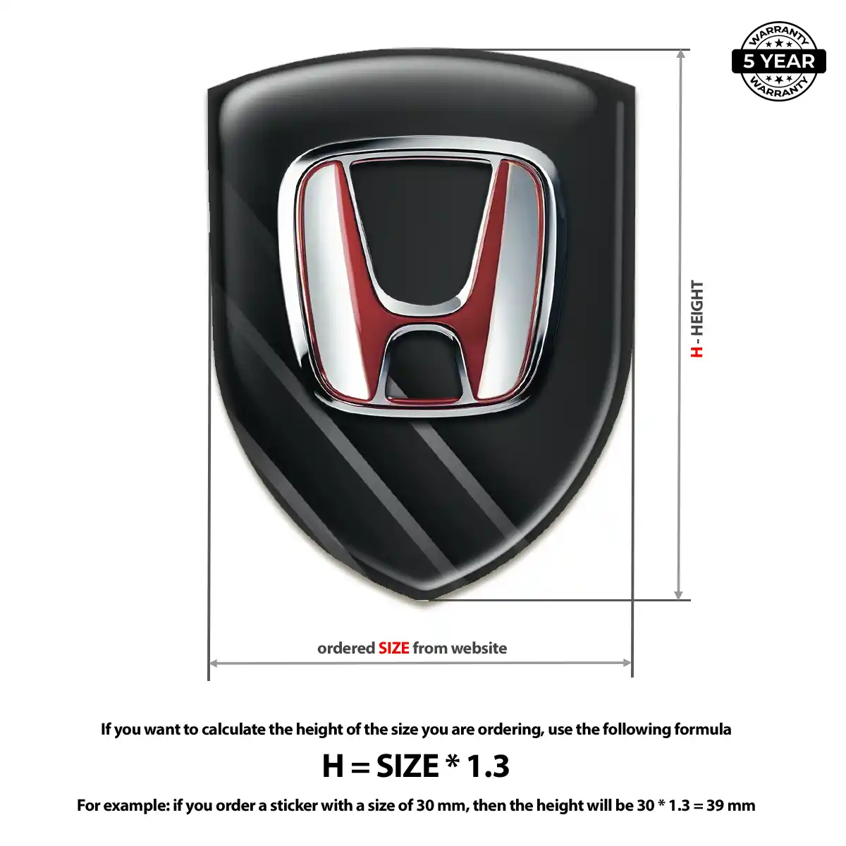 Honda Domed Car Sticker Exterior Luxe