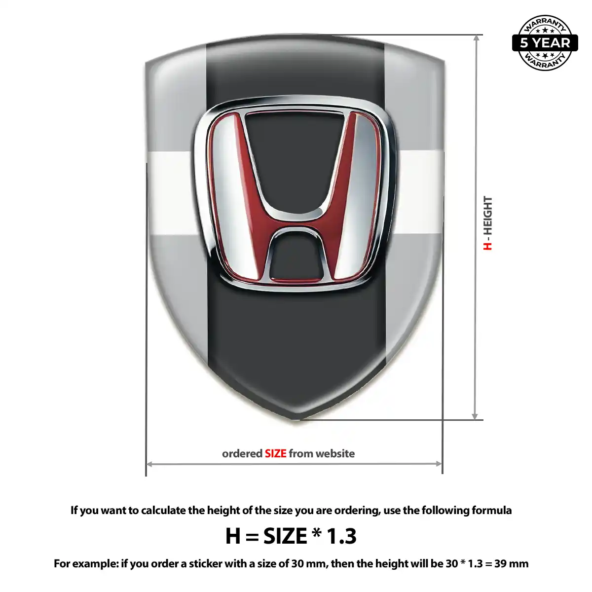 Honda Domed Car Sticker Interior Elegance