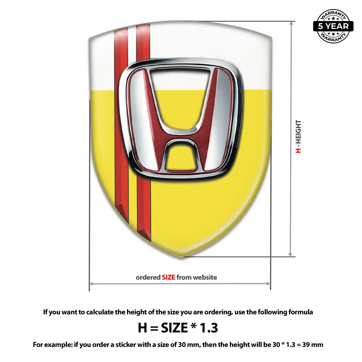 Honda Domed Car Sticker Interior Luxe
