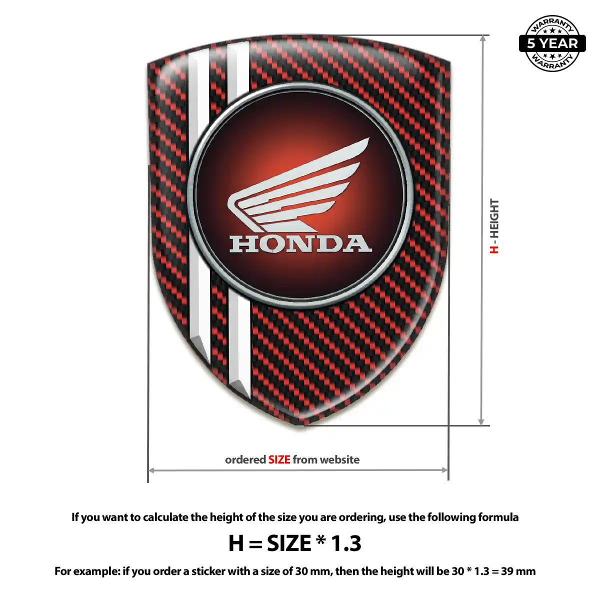 Honda Domed Car Sticker Outer Style