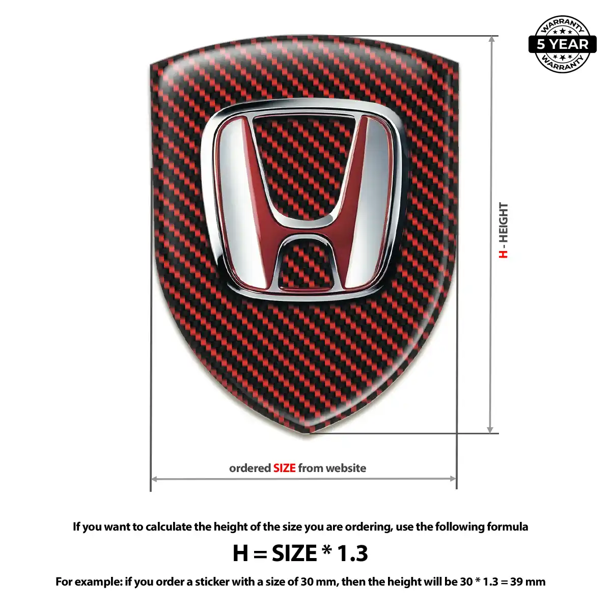 Honda Domed Car Sticker Prime Quality