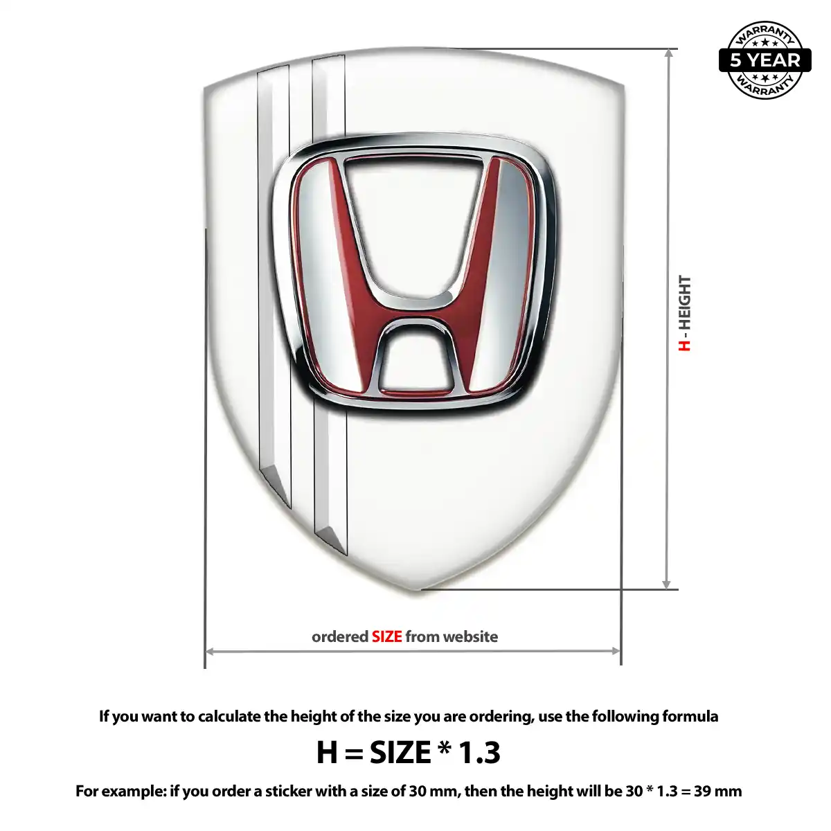 Honda Domed Car Sticker Refined Design