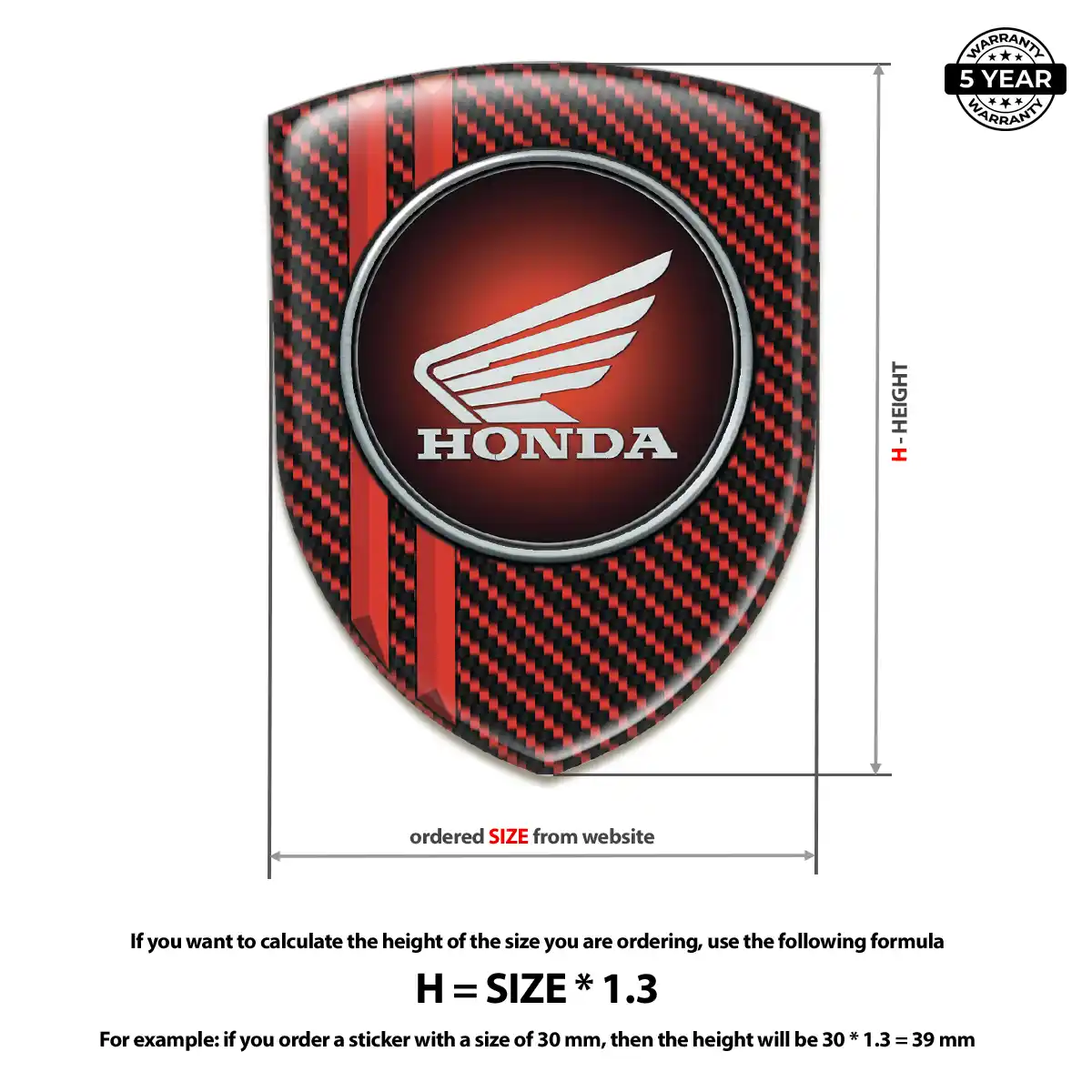 Honda Domed Car Sticker Resin Elite