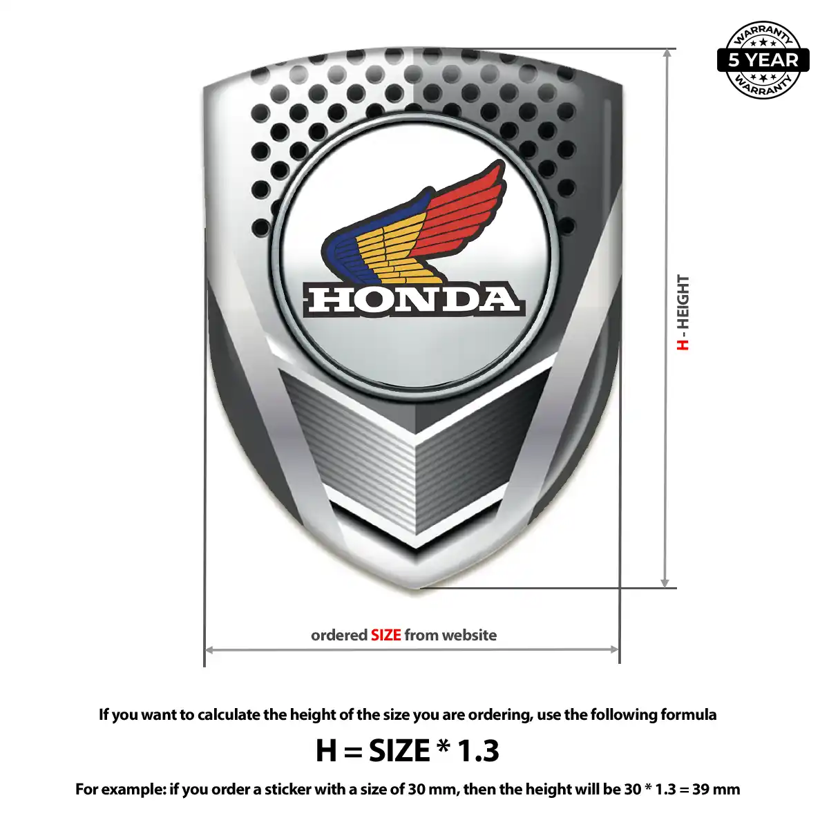 Honda Domed Car Sticker Resin Luxe