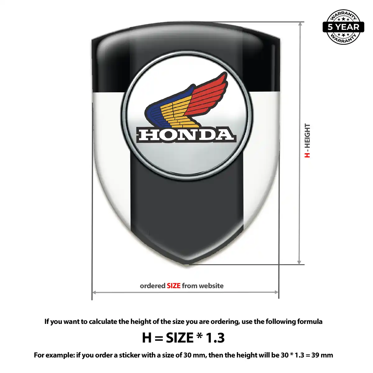 Honda Domed Decal Elite Finish