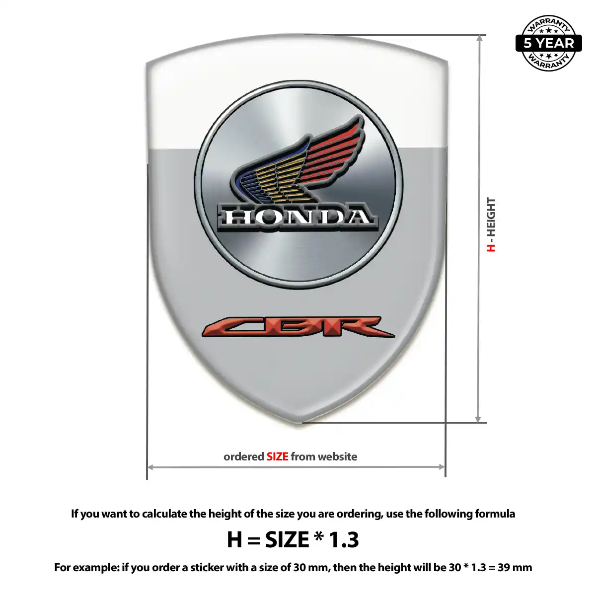Honda Domed Decal Opulent Line