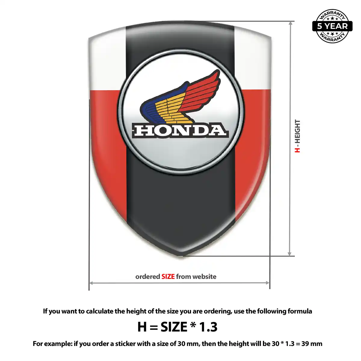 Honda Domed Decal Premium Dome