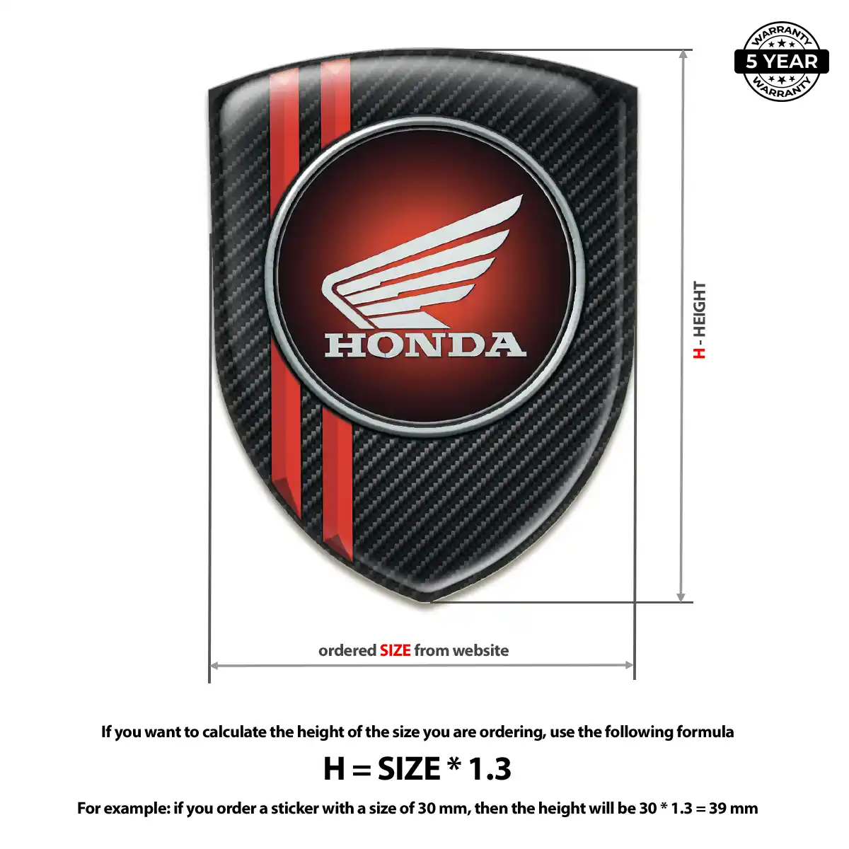 Honda Domed Decal Prime Quality