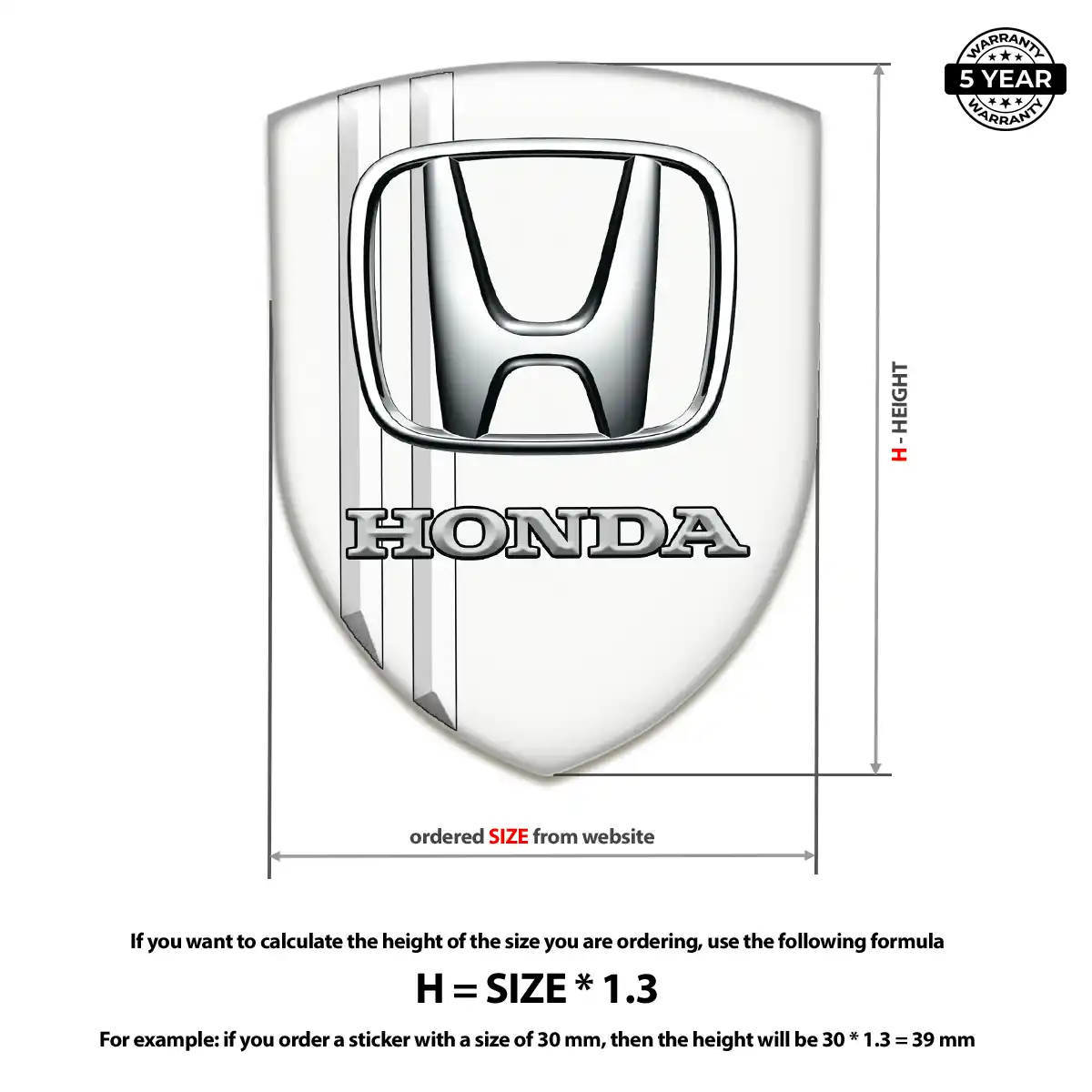 Honda Domed Decal Resin Luxe