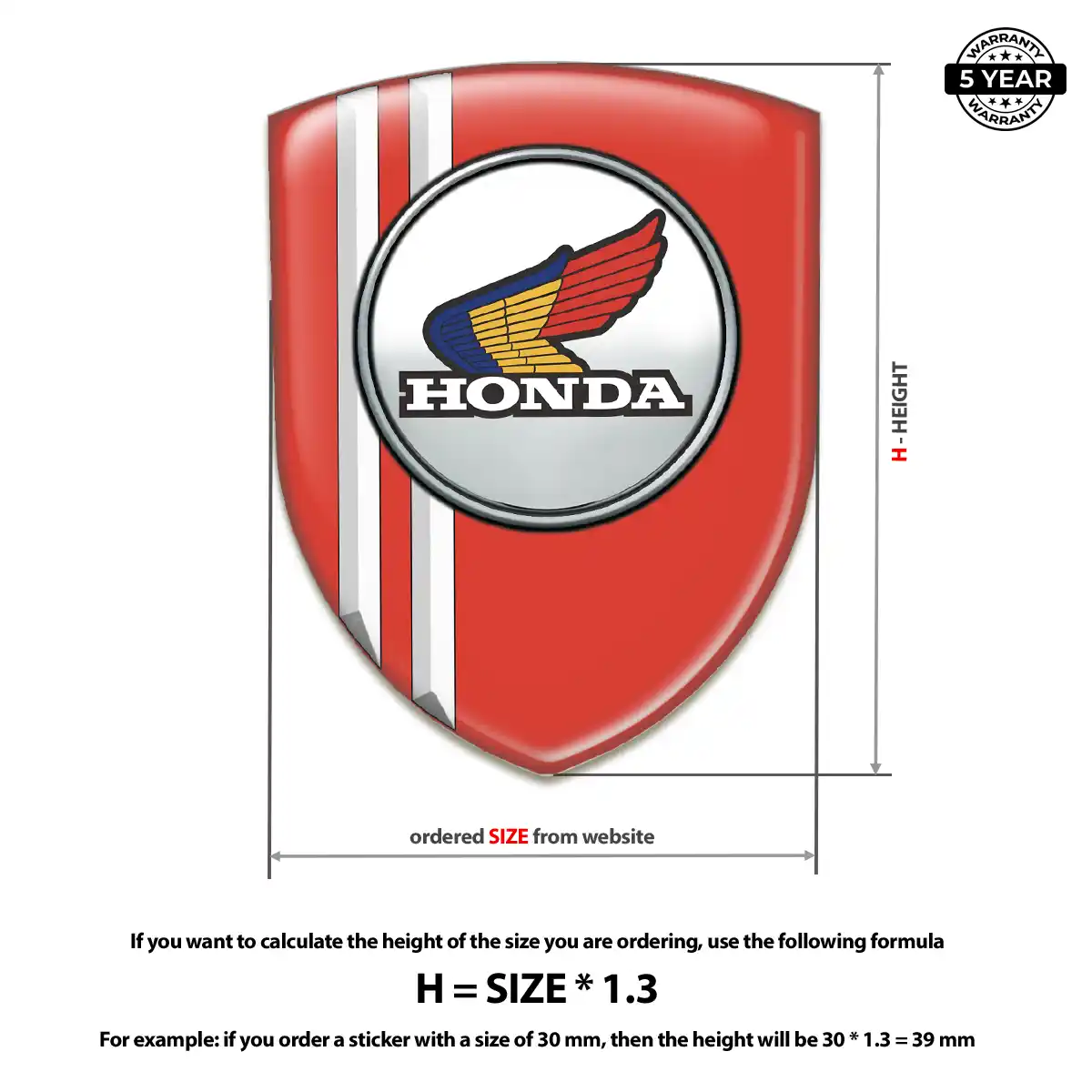 Honda Domed Decal Sleek Style