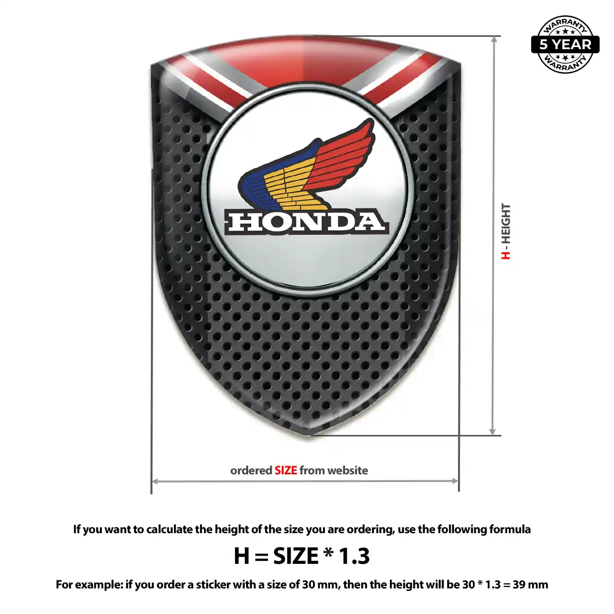 Honda Domed Emblem Resin Elite