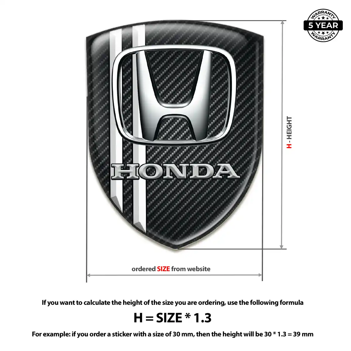 Honda Domed Logo Decal Cabin Style
