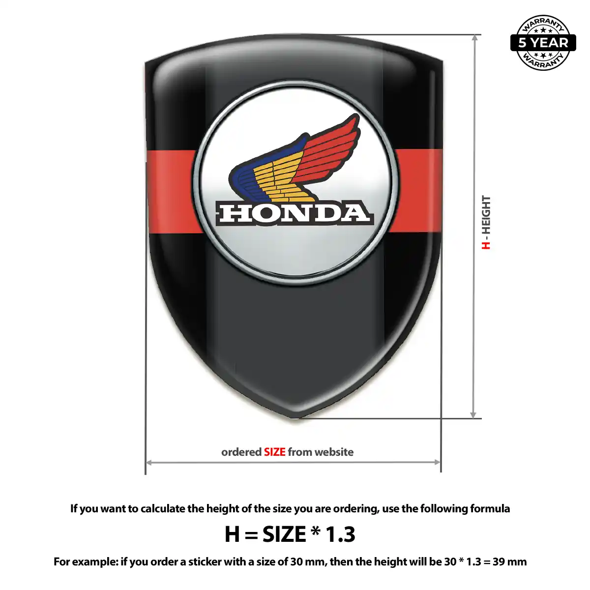 Honda Domed Logo Decal Elite Finish