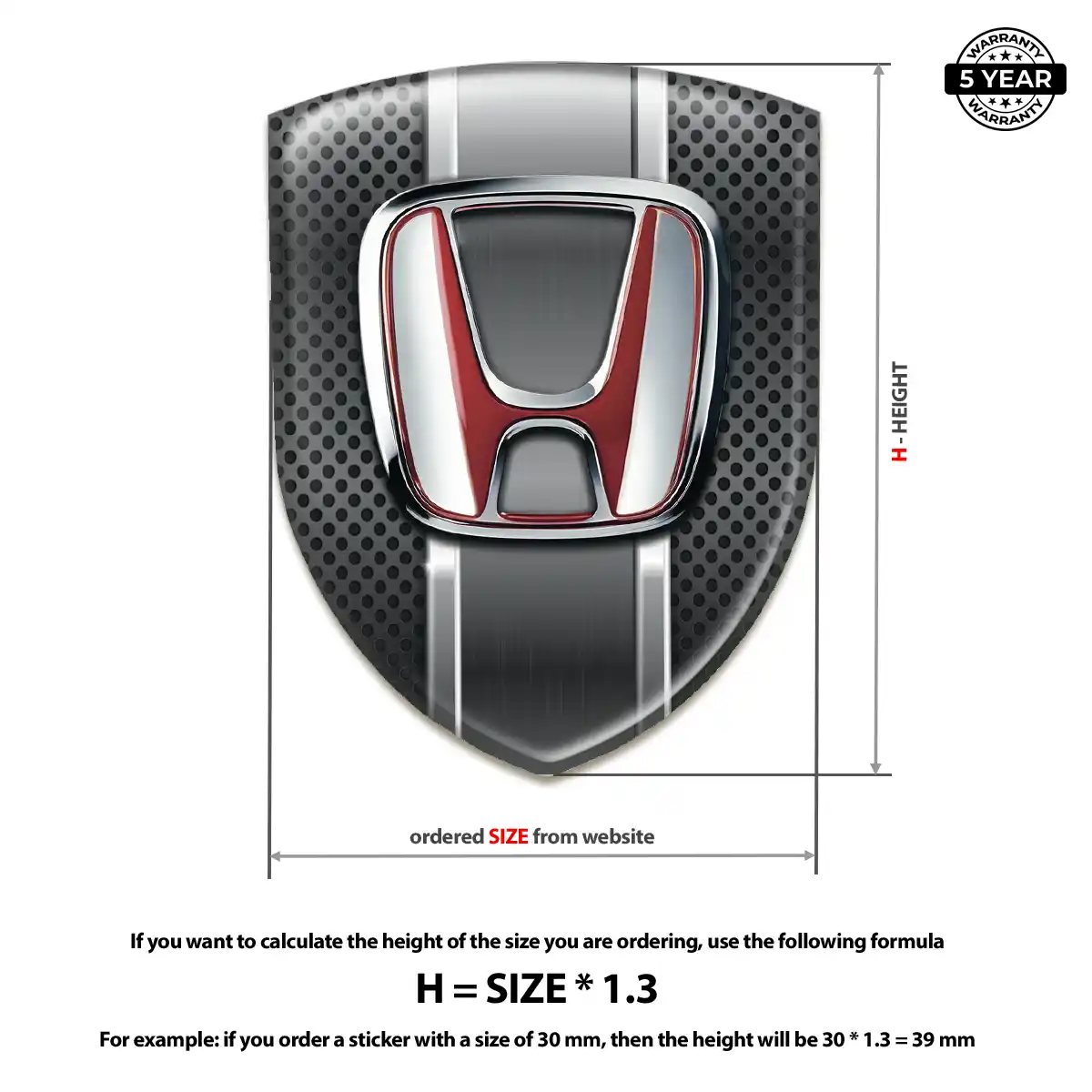 Honda Domed Logo Decal Premium Dome