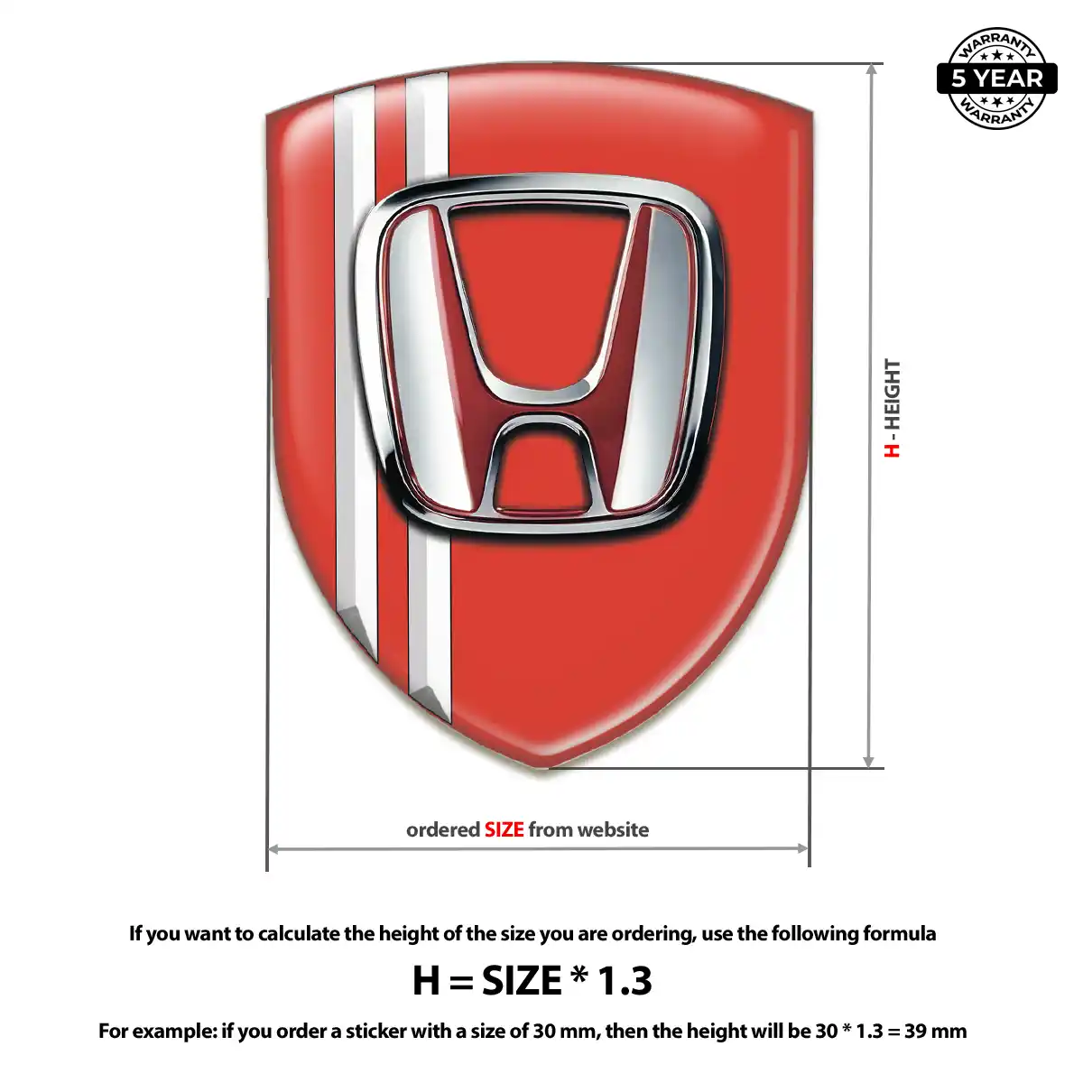 Honda Domed Logo Decal Prime Quality