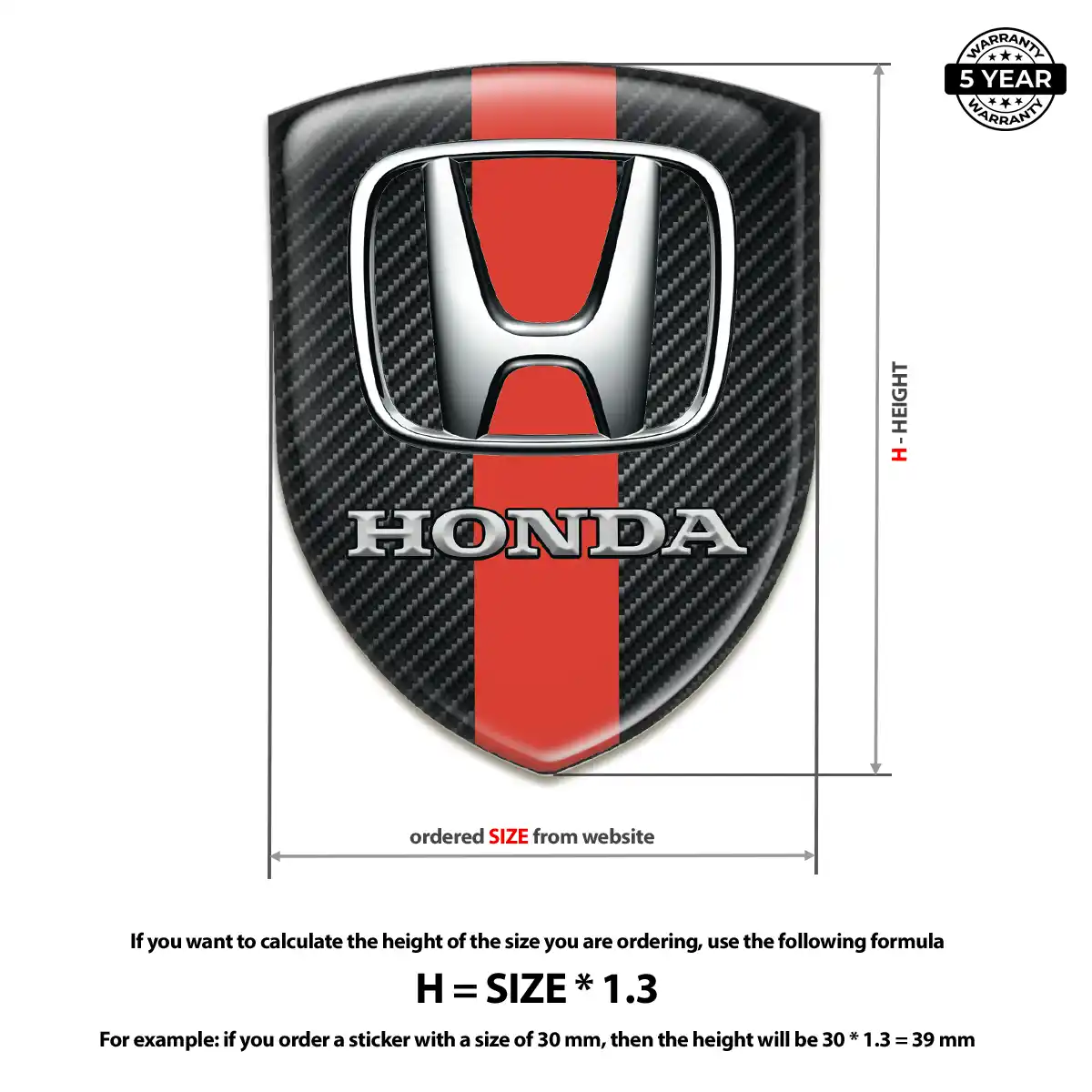 Honda Domed Logo Decal Resin Elite