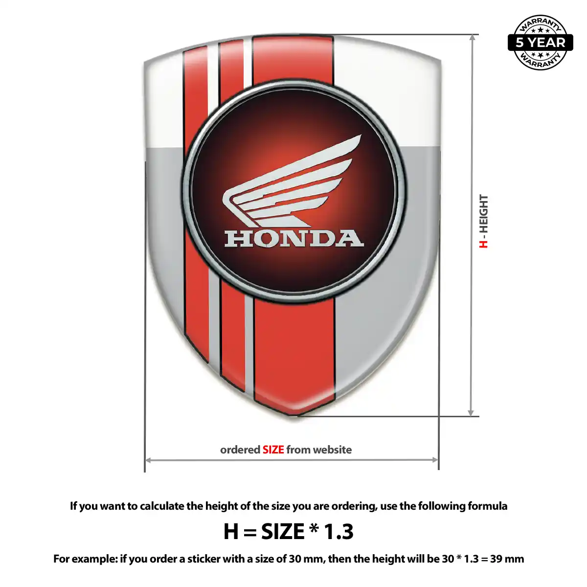 Honda Domed Logo Decal Resin Luxe