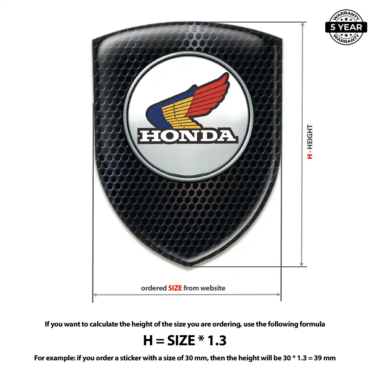 Honda Domed Logo Sticker Elite Finish