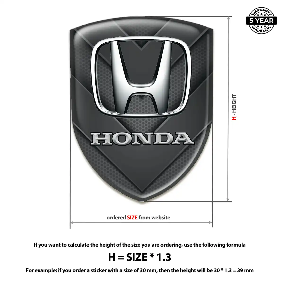 Honda Domed Logo Sticker Prime Quality