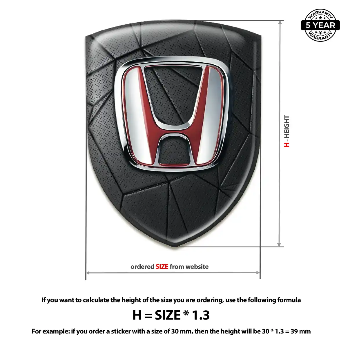 Honda Domed Logo Sticker Resin Luxe