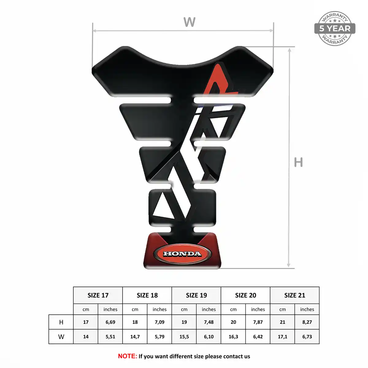 Honda Domed Tank Pad Sleek Style