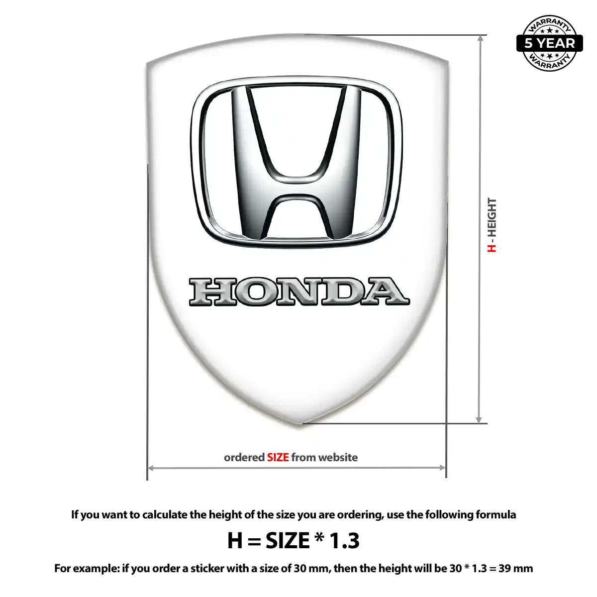 Honda Emblem Domed Badge Elite Finish