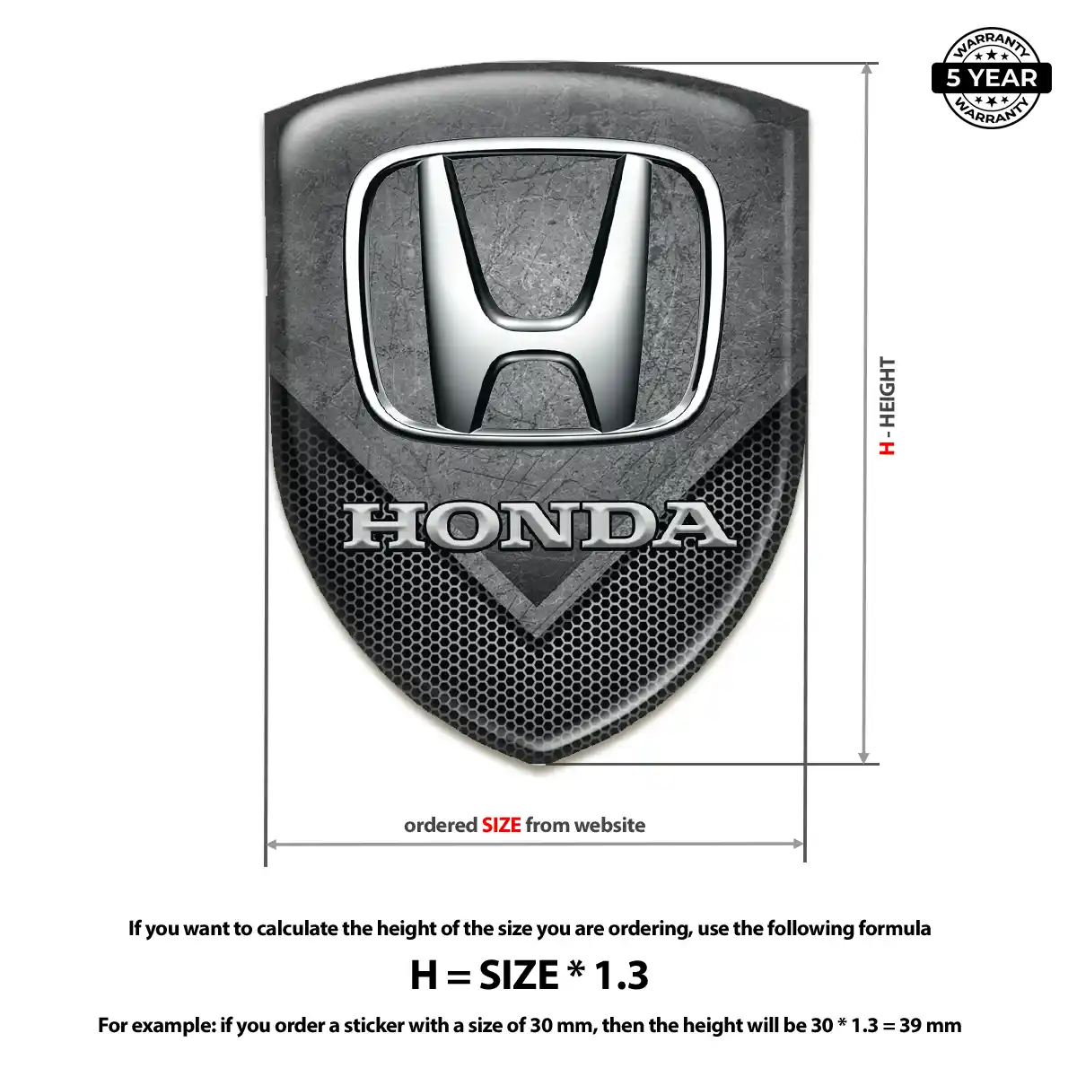 Honda Emblem Domed Badge Premium Dome