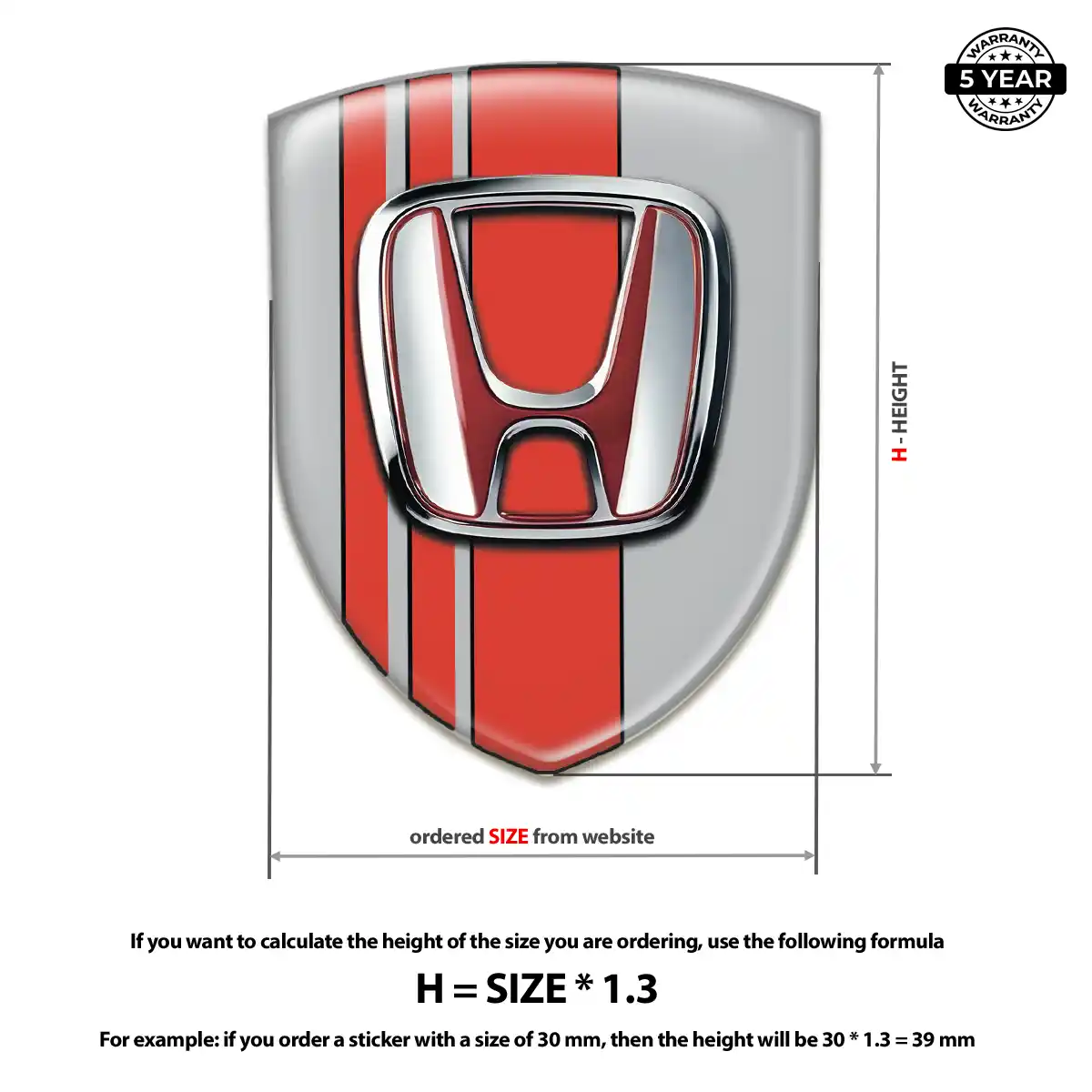 Honda Emblem Domed Badge Resin Elite