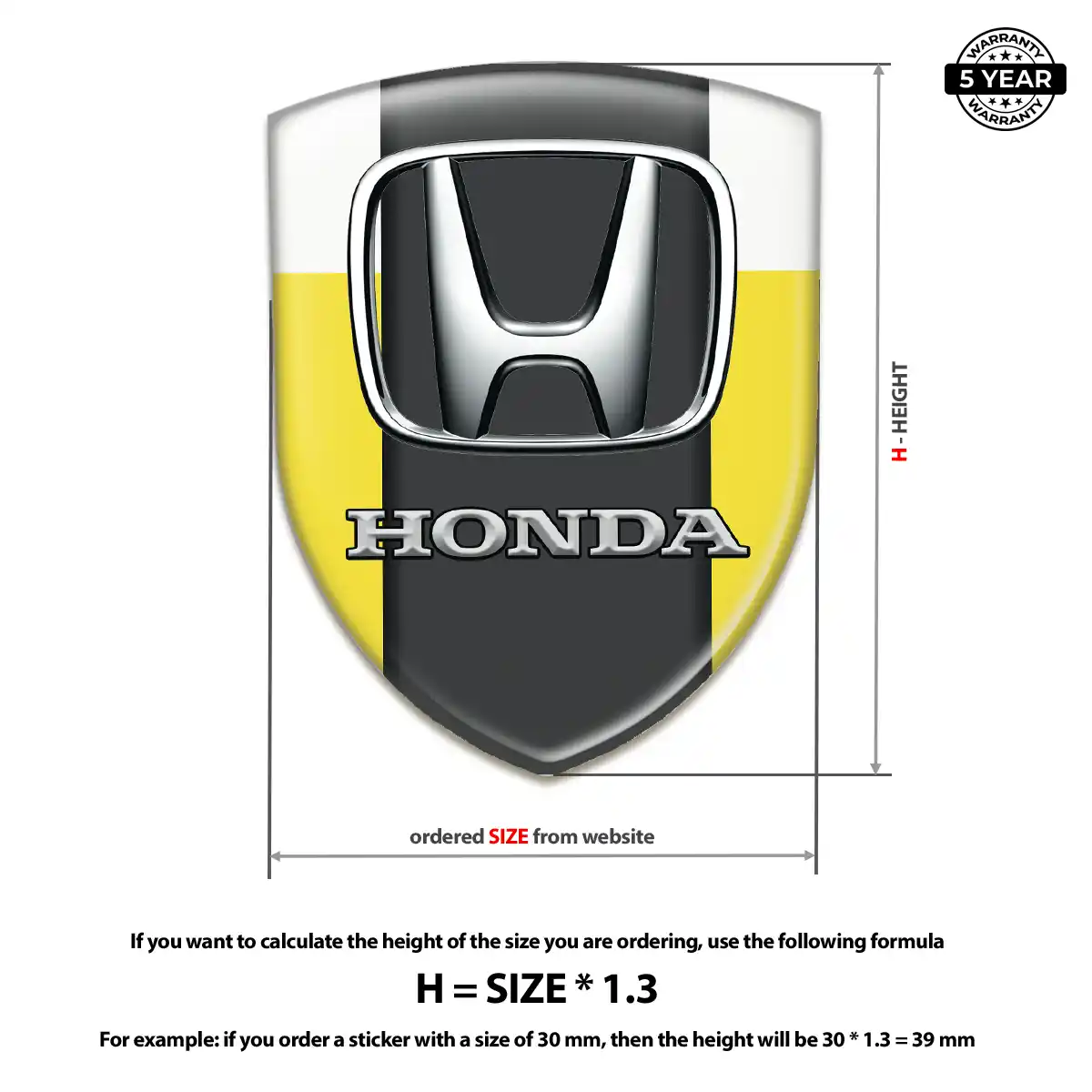 Honda Emblem Shield Premium Dome