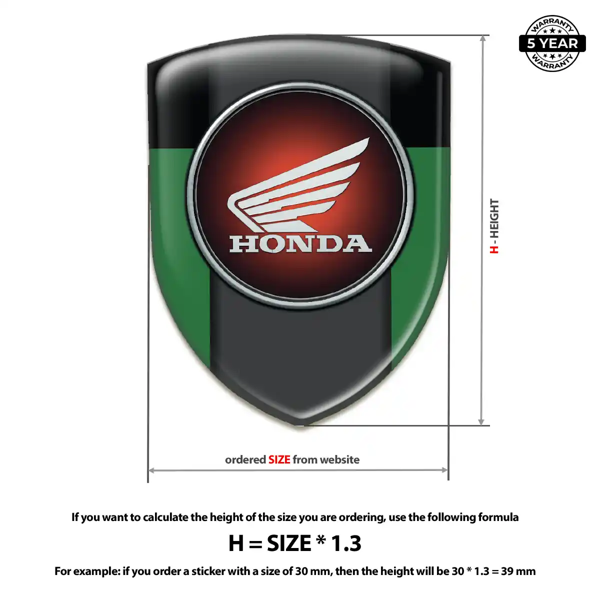 Honda Epoxy Domed Sticker Elite Finish