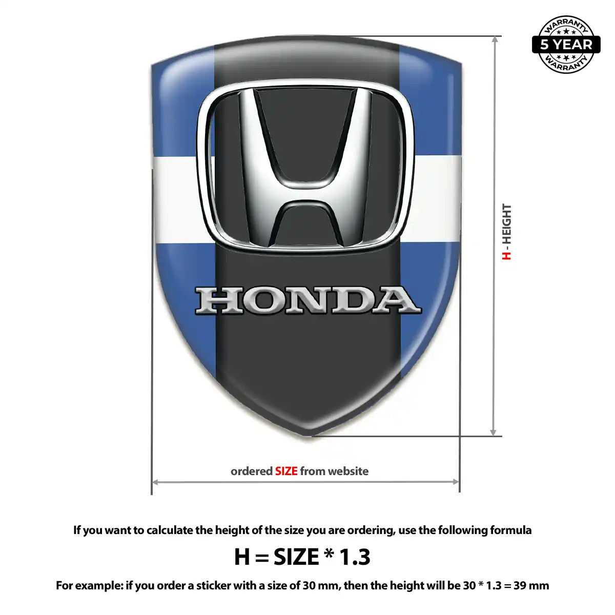 Honda Epoxy Domed Sticker Exterior Luxe
