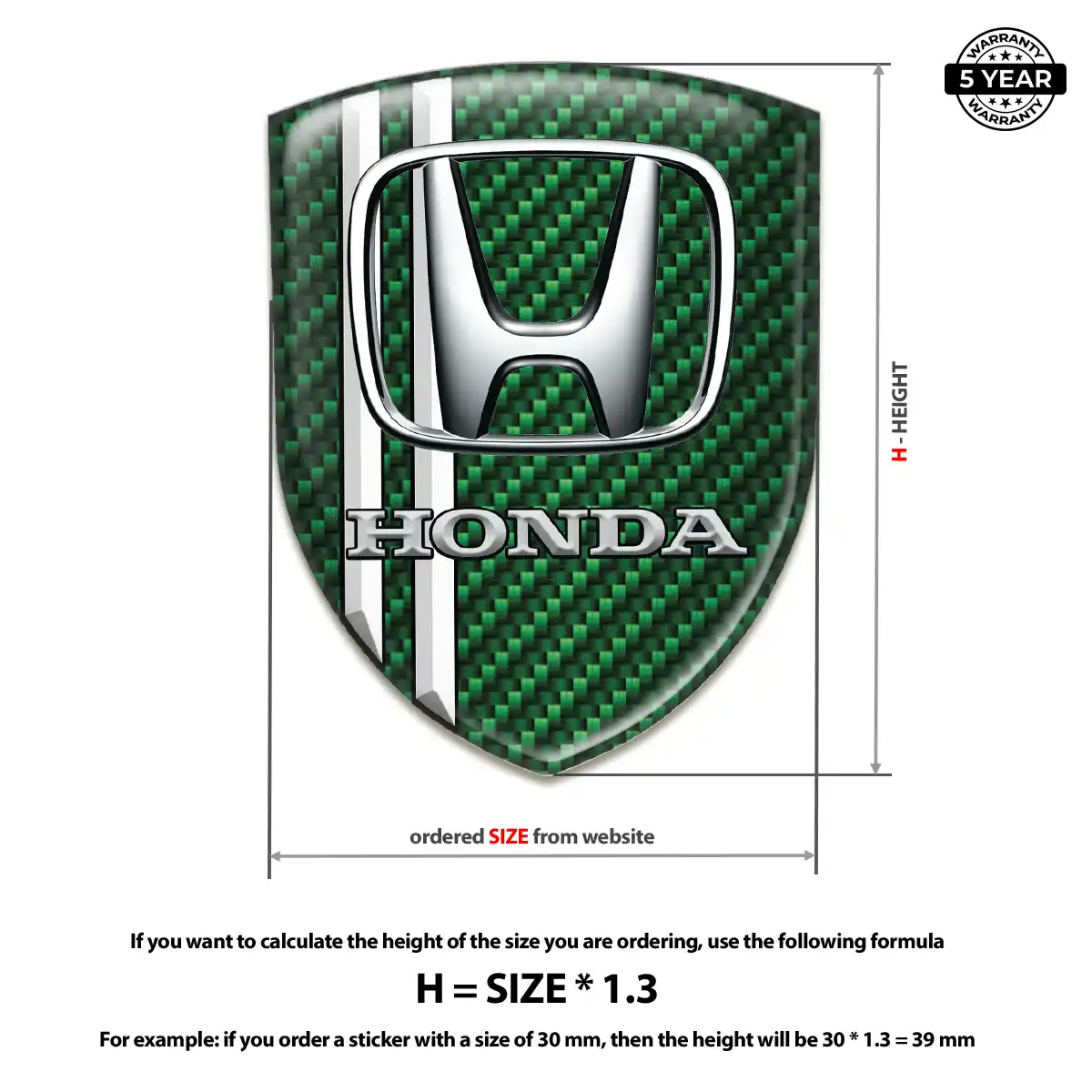 Honda Epoxy Domed Sticker Outer Style