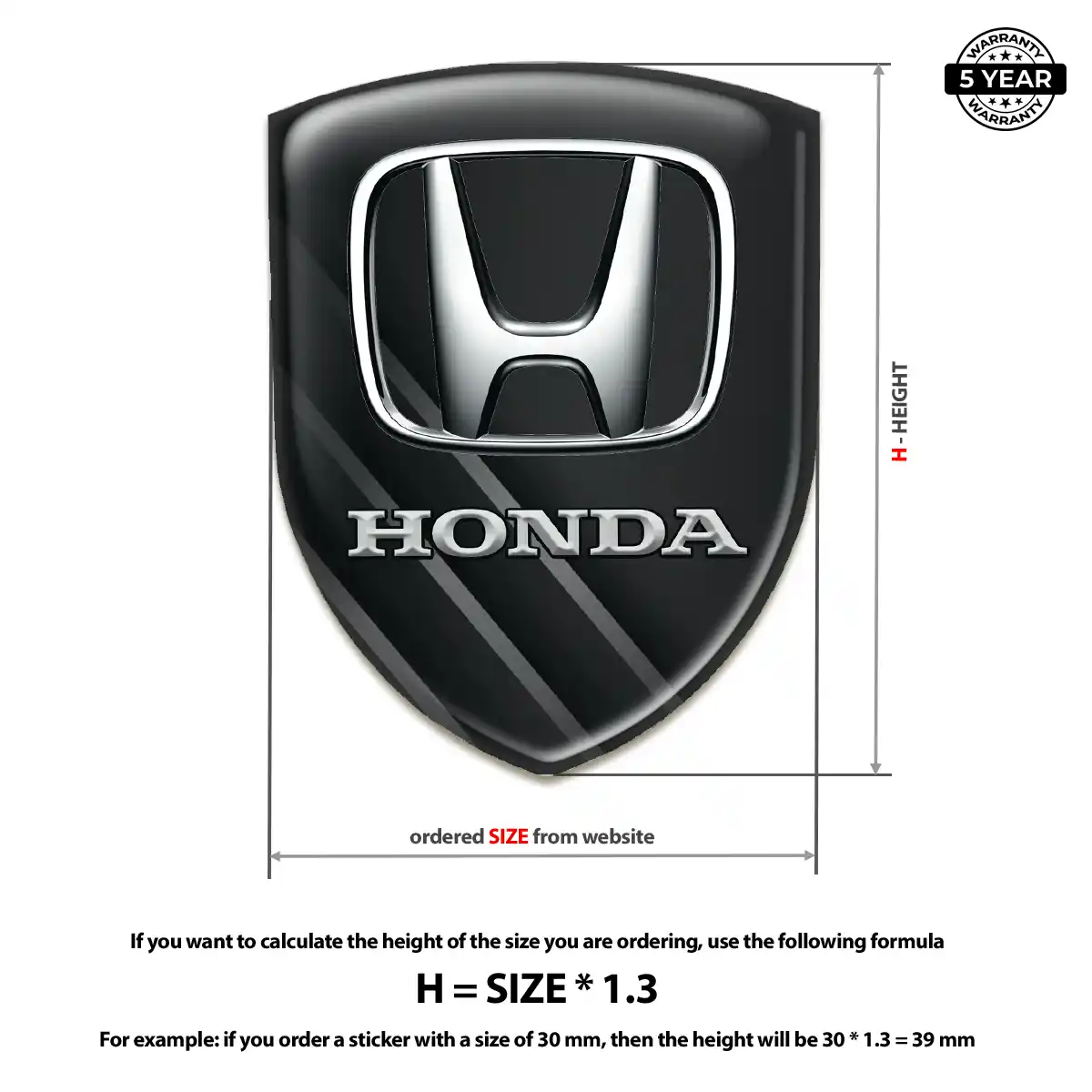 Honda Epoxy Domed Sticker Resin Elite