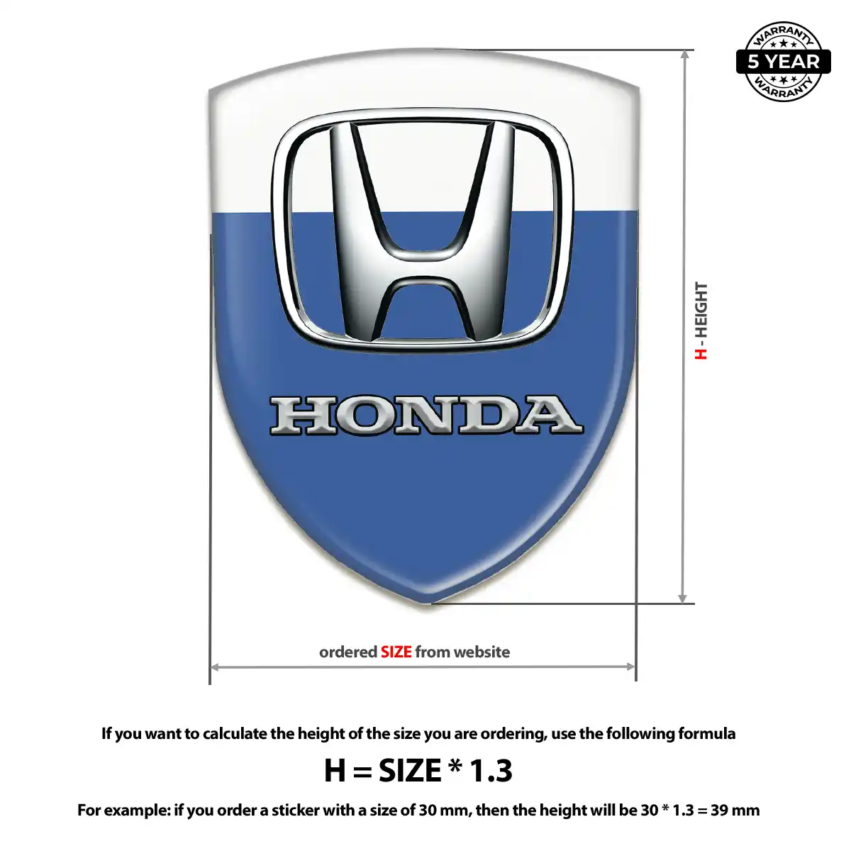 Honda Epoxy Domed Sticker Resin Luxe