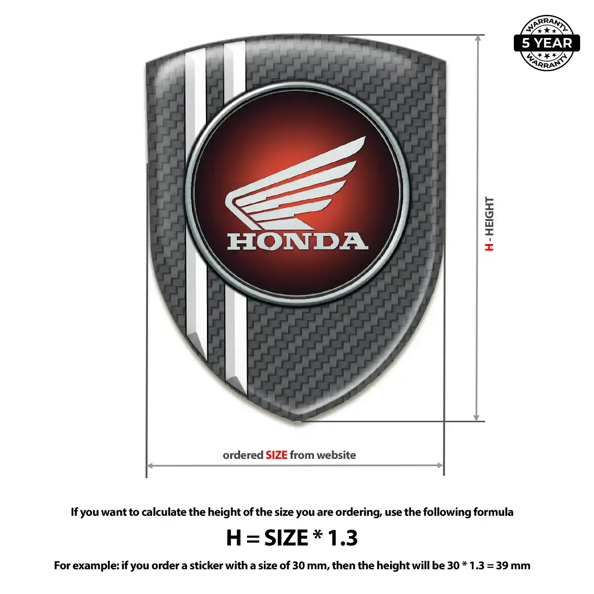 Honda Epoxy Domed Sticker Signature Grade