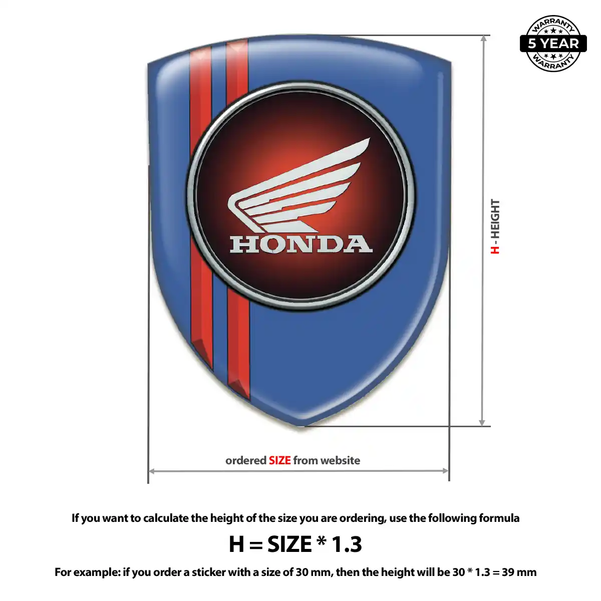 Honda Epoxy Domed Sticker Superior Craft