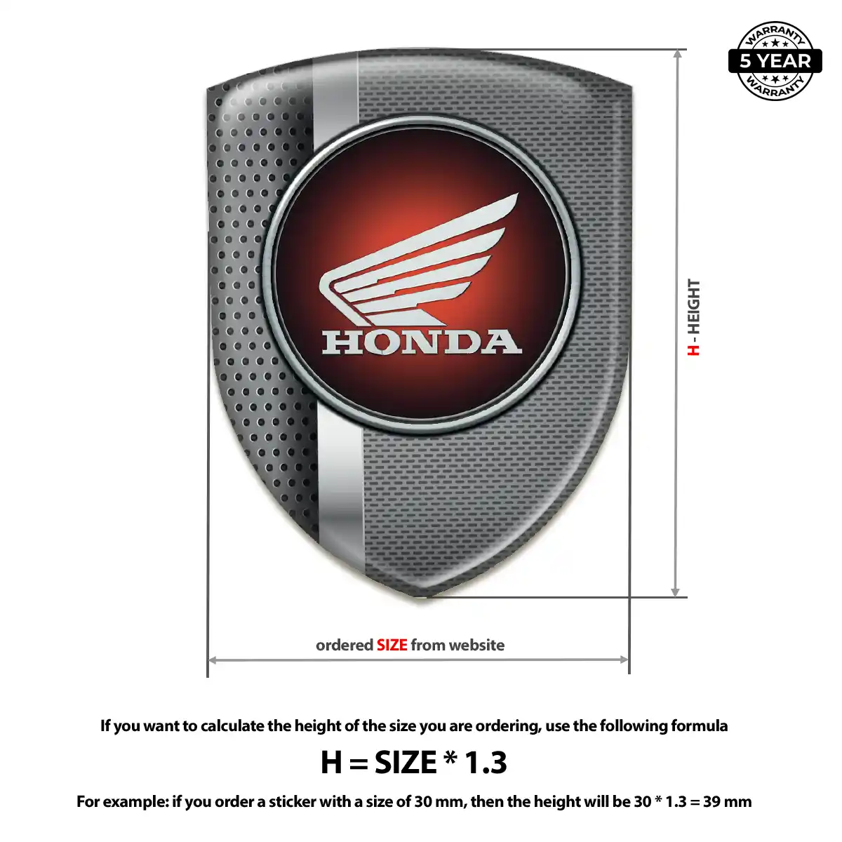 Honda Gel Badge Sticker Elite Finish