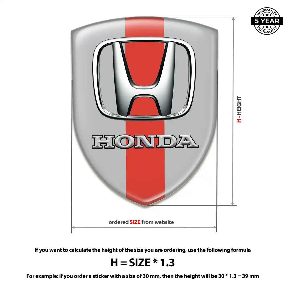 Honda Gel Badge Sticker Refined Design