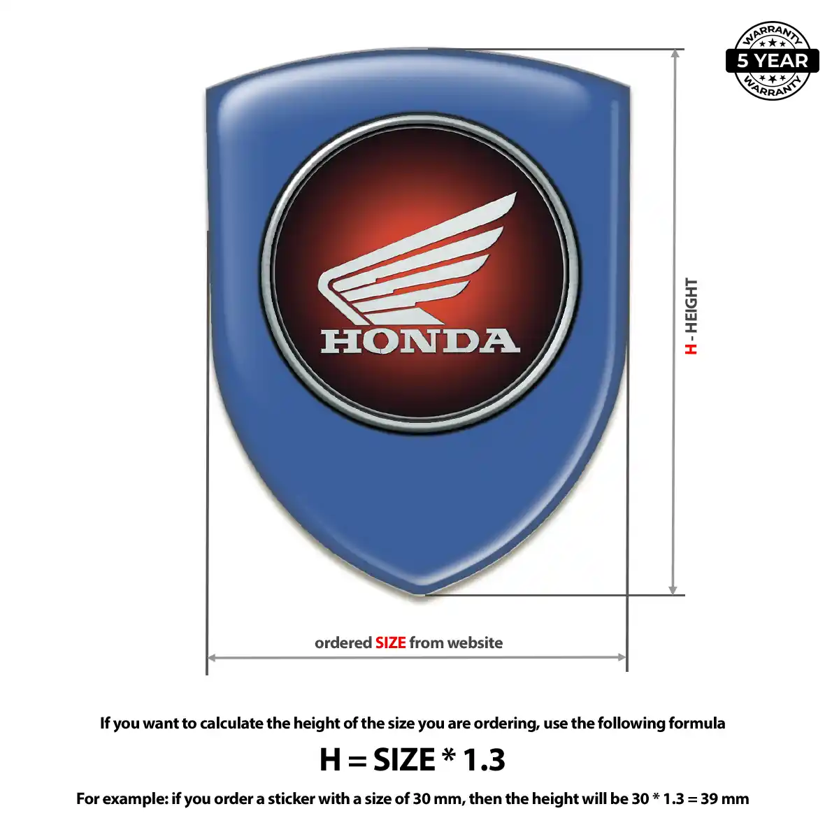 Honda Gel Emblem Sticker Deluxe Edition