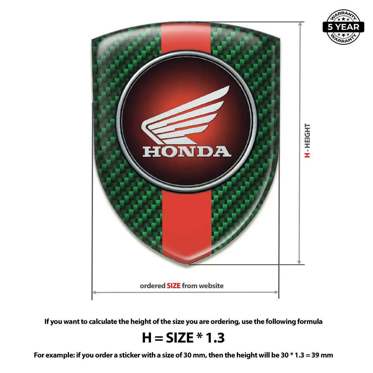 Honda Gel Emblem Sticker Elite Finish