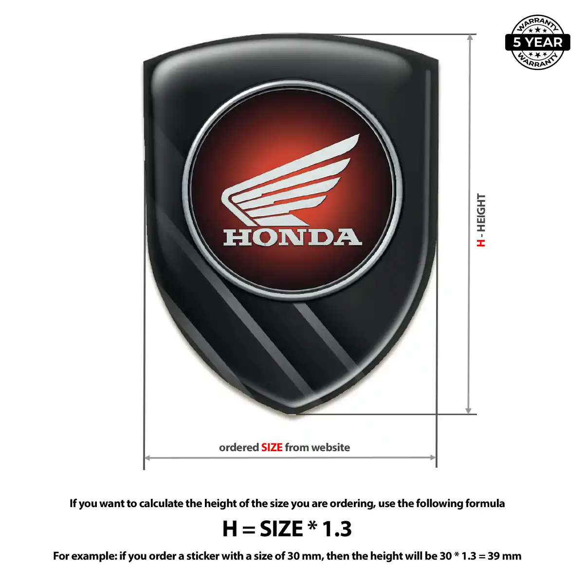 Honda Gel Emblem Sticker Premium Dome