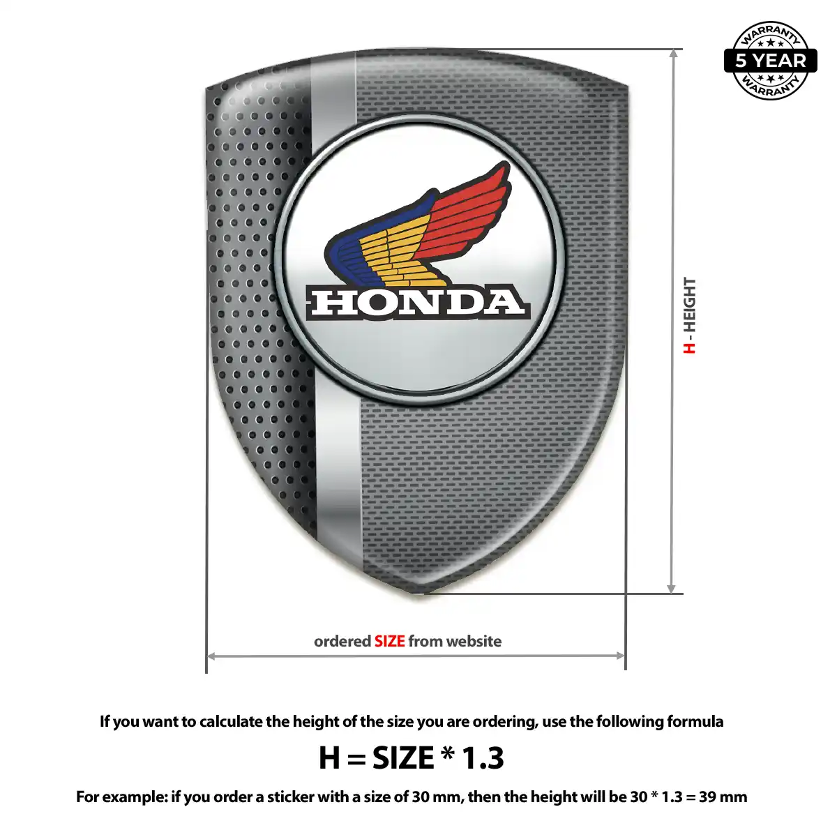 Honda Gel Emblem Sticker Resin Elite