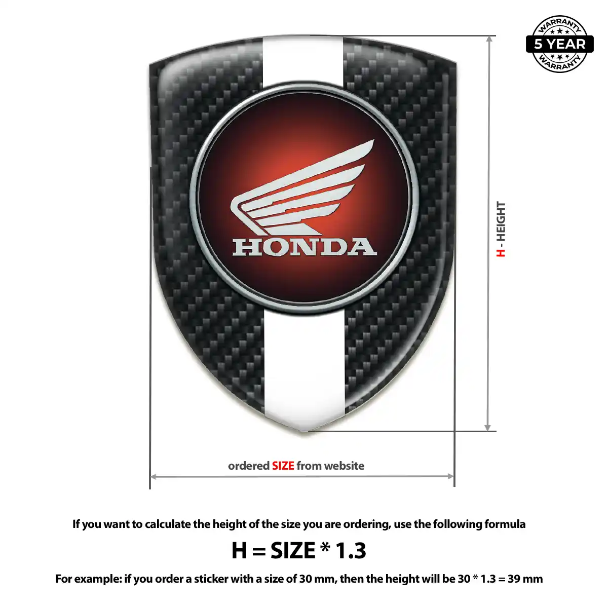 Honda Gel Emblem Sticker Resin Luxe
