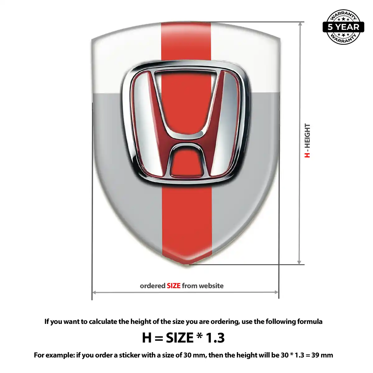 Honda Logo Sticker Resin Luxe