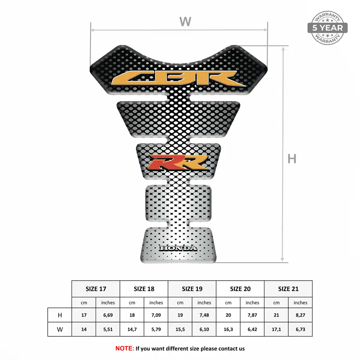 Honda Motorcycle Tank Protector Elite Finish