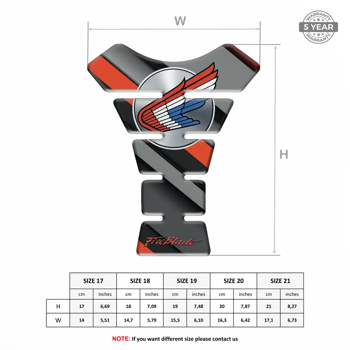 Honda Motorcycle Tank Sticker Elite Finish