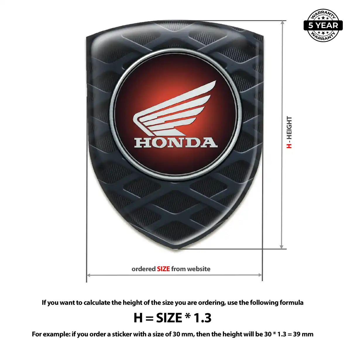 Honda Polyurethane Domed Sticker Cabin Style