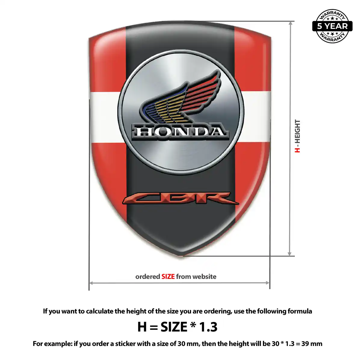 Honda Polyurethane Domed Sticker Deluxe Edition