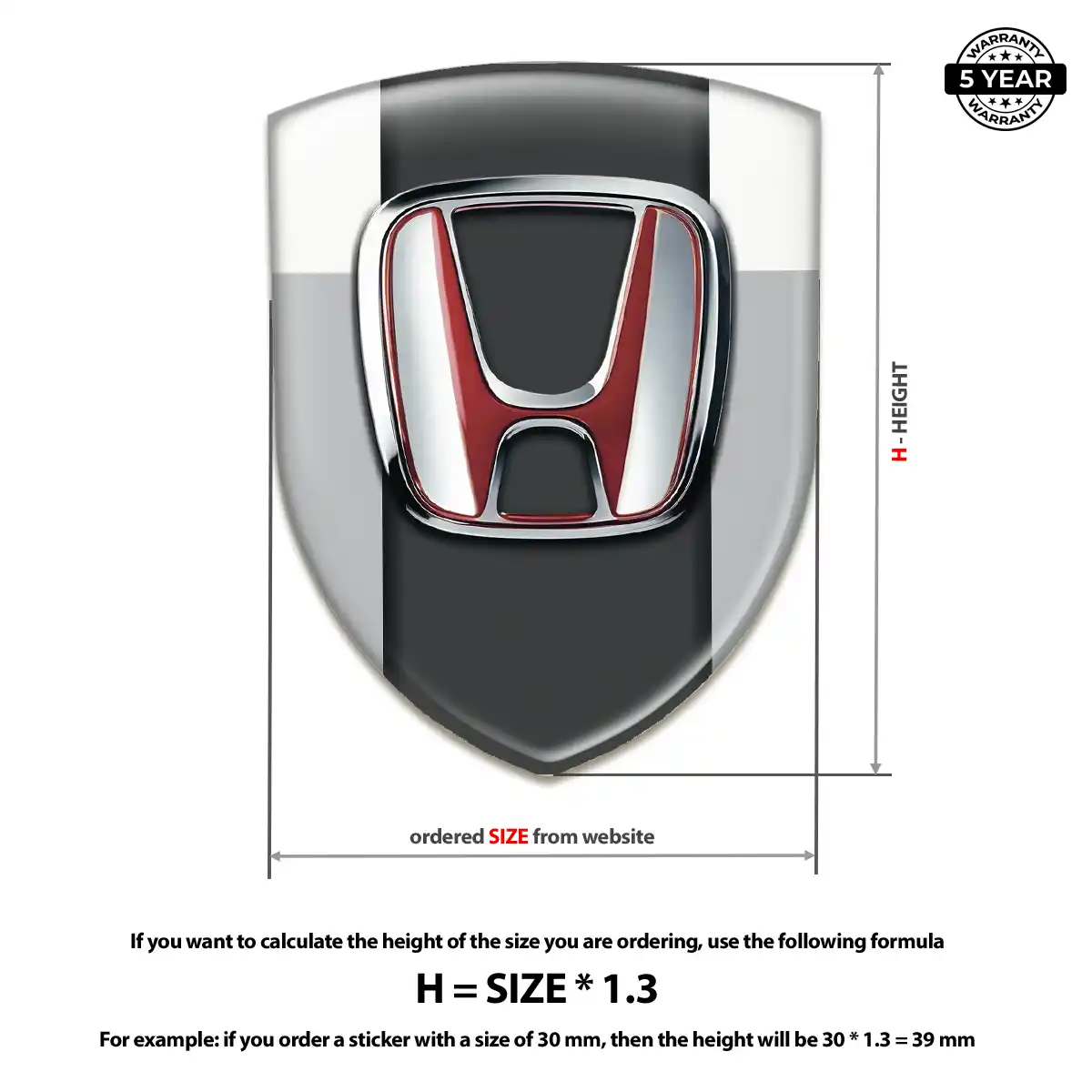 Honda Polyurethane Domed Sticker Elite Finish
