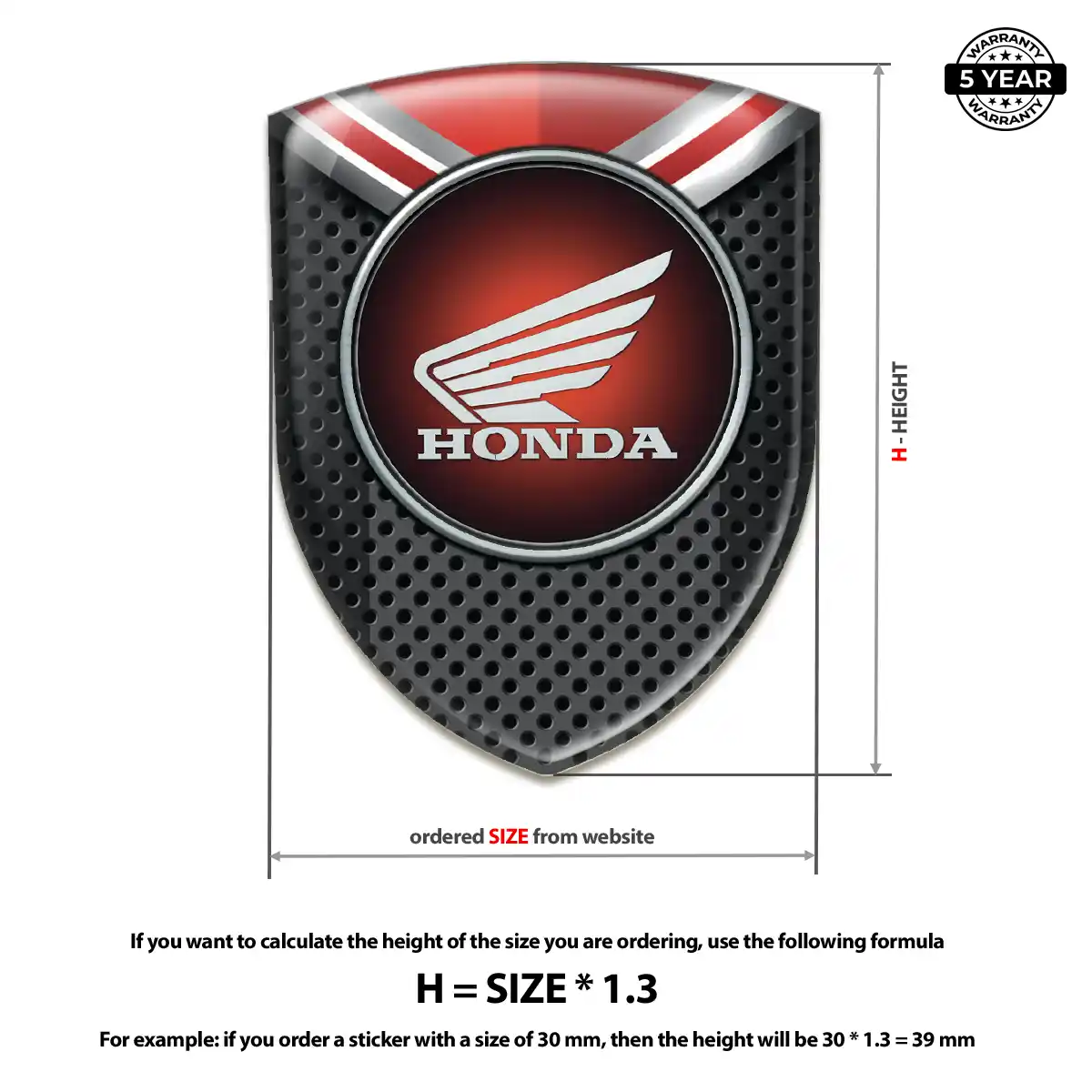 Honda Polyurethane Domed Sticker Exterior Luxe